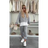 Dana | Conjunto de Sudadera Femenino con Detalles Tejidos