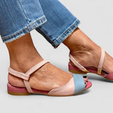 Roselina | Sandalias asimétricas rosas de estilo bloque