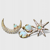 Pendientes de Oro con Diseño de Luna y Estrellas