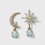 Pendientes de Oro con Diseño de Luna y Estrellas