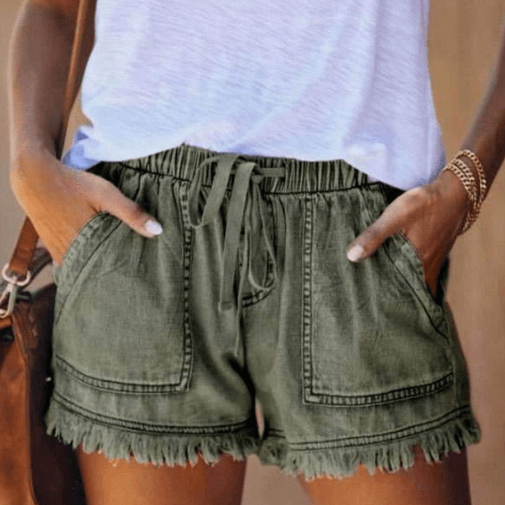 Karen | Pantalones Cortos de Denim de Cintura Alta