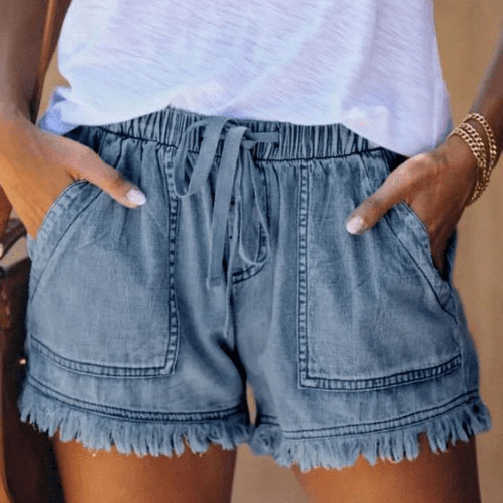 Karen | Pantalones Cortos de Denim de Cintura Alta