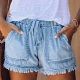 Karen | Pantalones Cortos de Denim de Cintura Alta