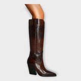 Mirjana - Botas Elegantes con Estampado de Cocodrilo y Tacón