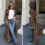 Maren Suede Luxe™ | Trenchcoat de ante elegante con cinturón