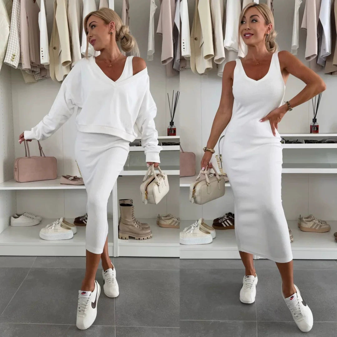 Senna | Conjunto de Top Off-Shoulder y Falda Midi