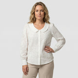 Claudine | Elegante Blusa con Cuello Bordado