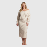 Senna | Conjunto de Top Off-Shoulder y Falda Midi