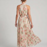 Aurelle | Vestido Midi Floral con Escote Halter
