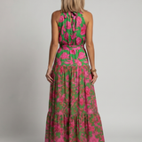 Rowen | Vestido Midi con Cuello Halter y Drapado