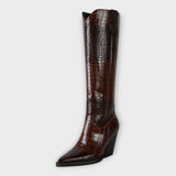Mirjana - Botas Elegantes con Estampado de Cocodrilo y Tacón