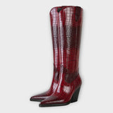 Mirjana - Botas Elegantes con Estampado de Cocodrilo y Tacón
