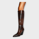 Mirjana - Botas Elegantes con Estampado de Cocodrilo y Tacón