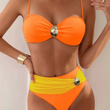 Manon | Bikini con diseño abdominal y detalles dorados