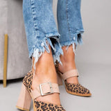 Selveta | Zapatillas de ante con diseño de leopardo y tacones robustos