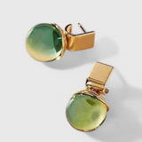 Pendientes Retro de Cristal Verde con Acabado en Oro