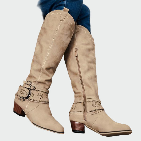 Veselka - Botas de vaquero de cuero estilo retro