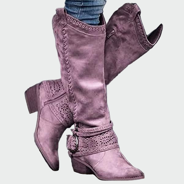 Veselka - Botas de vaquero de cuero estilo retro