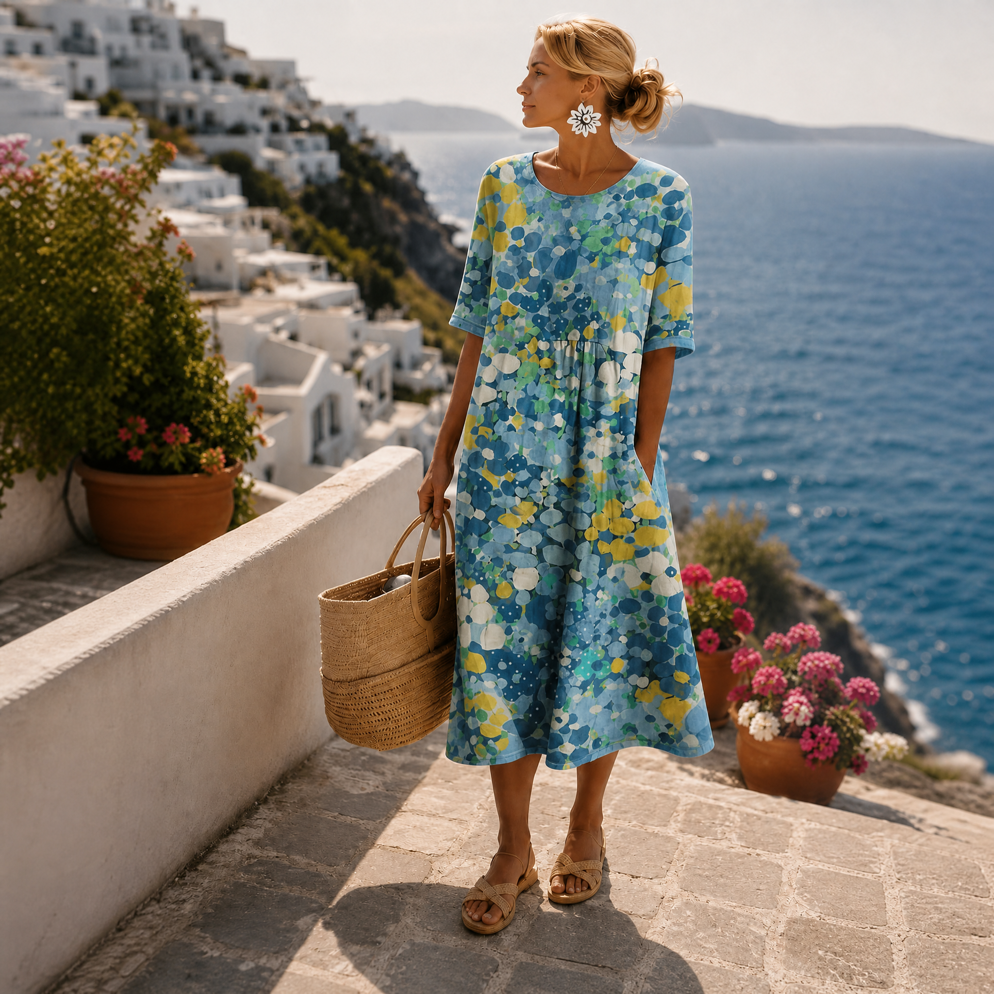 Elena | Vestido Midi Floral Vaporoso